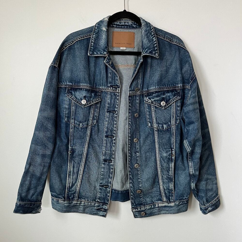 American Eagle Mens Distressed Denim Jacket Mens Small‎ Casual Streetwear